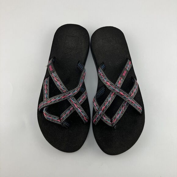 Teva Women's Olowahu Flip-Flop Size 7 Gray Pink Teal - Picture 3 of 7